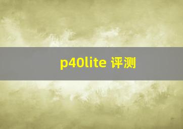 p40lite 评测